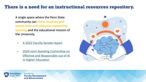 There is a need for an instructional resources repository.